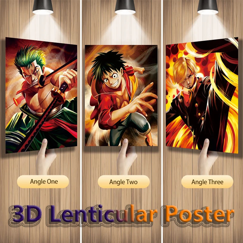 One Piece 3D Lenticular Poster – Luffy Zoro Sanji Wall Art