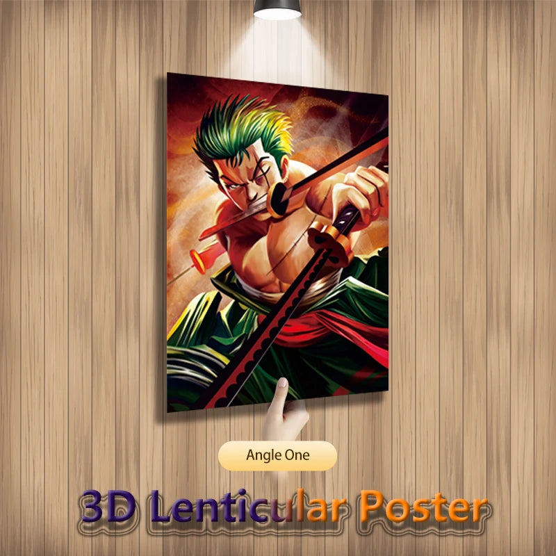 One Piece 3D Lenticular Poster – Luffy Zoro Sanji Wall Art