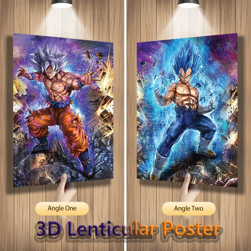 Goku Vegeta 3D Lenticular Poster – Dragon Ball Anime Wall Art