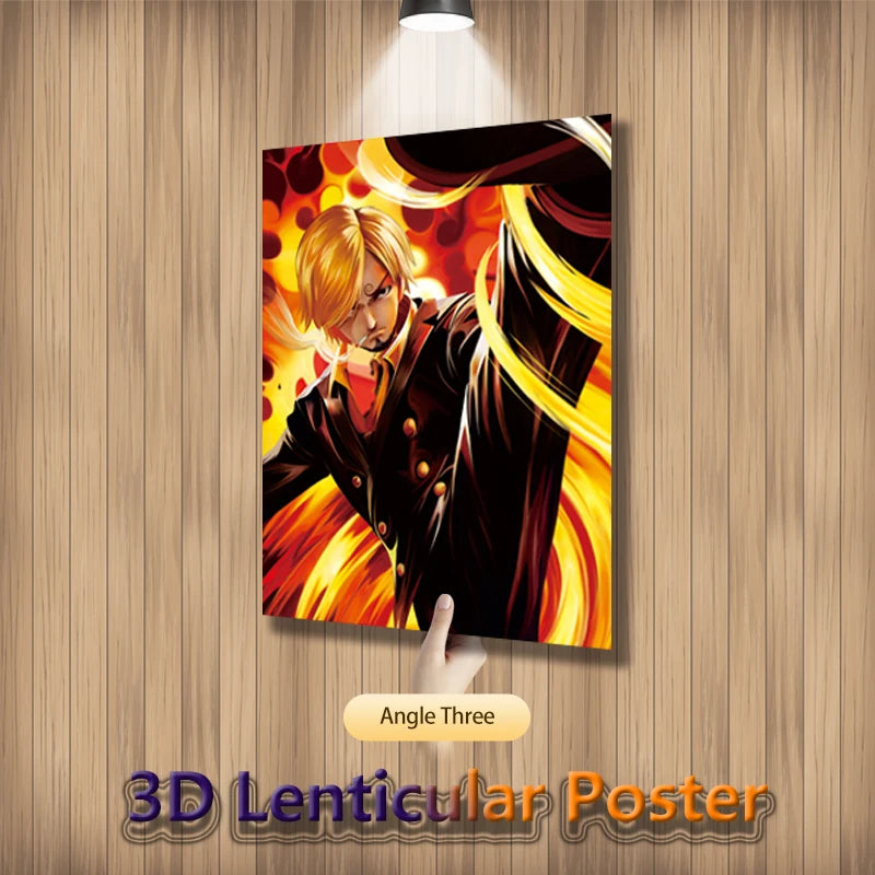 One Piece 3D Lenticular Poster – Luffy Zoro Sanji Wall Art